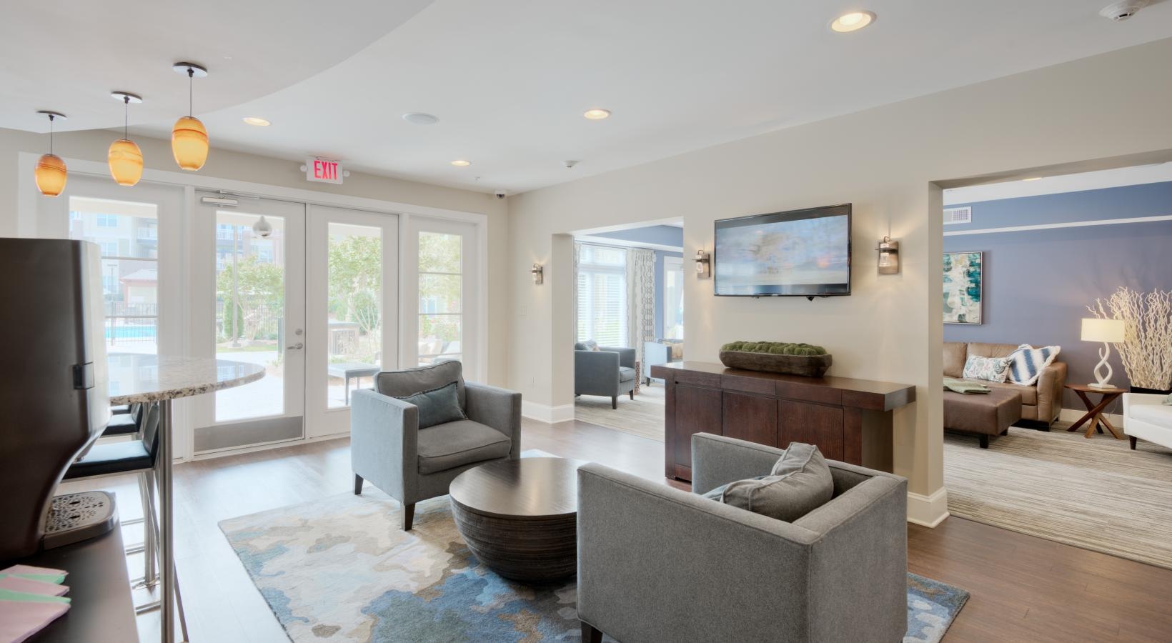 Enjoy our resident-only features a clubhouse room with a large window