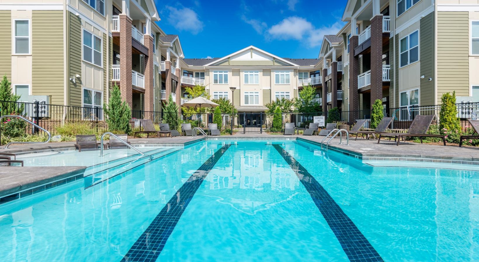 Shimmering resort-style pool a swimming pool in a resort